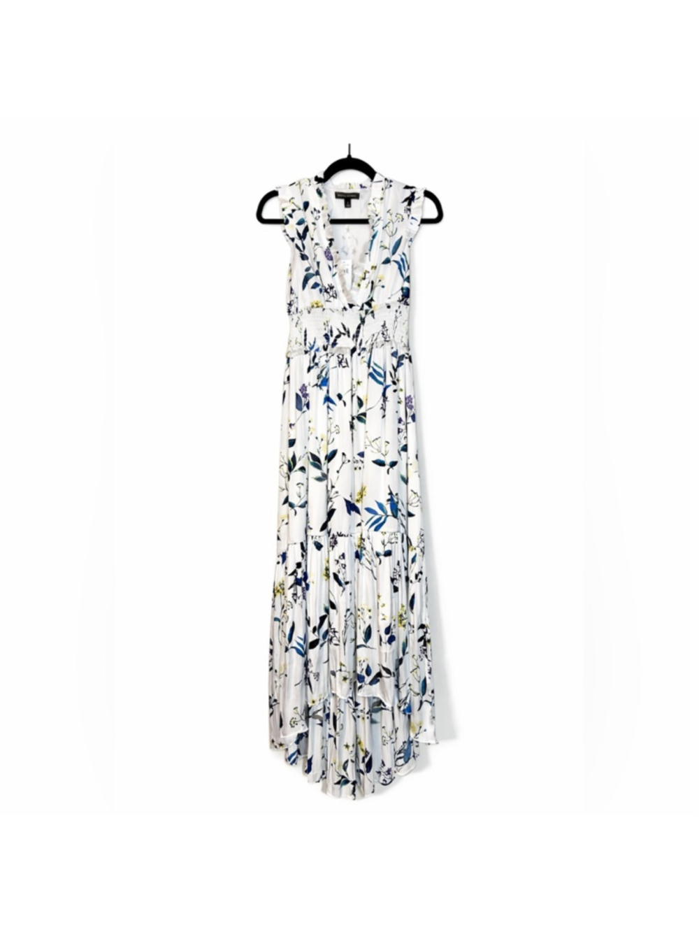 NWT Banana Republic White and Blue Floral High-Low Dress Size 2 Kentucky Derby
